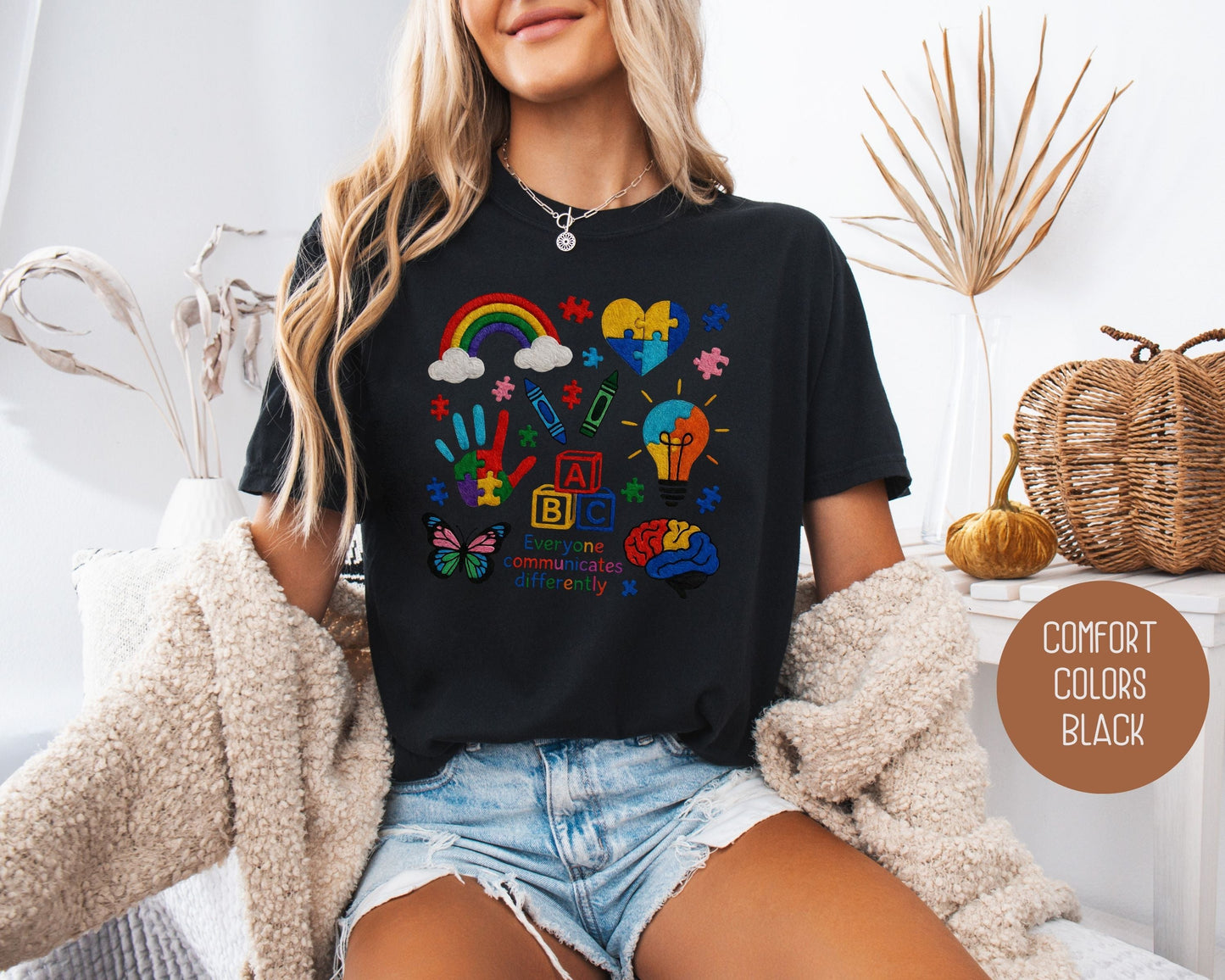 Autism Everyone Communicates Differently Comfort Colors Shirt