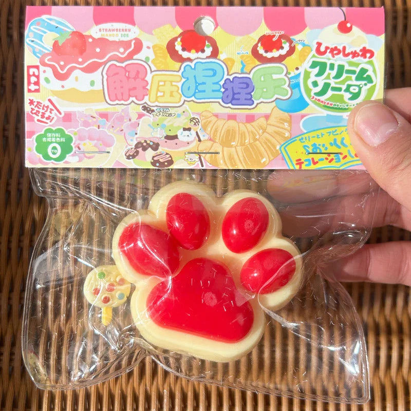 Cat Paw Mochi Squishy Fidget Toy Plush Stress Relief