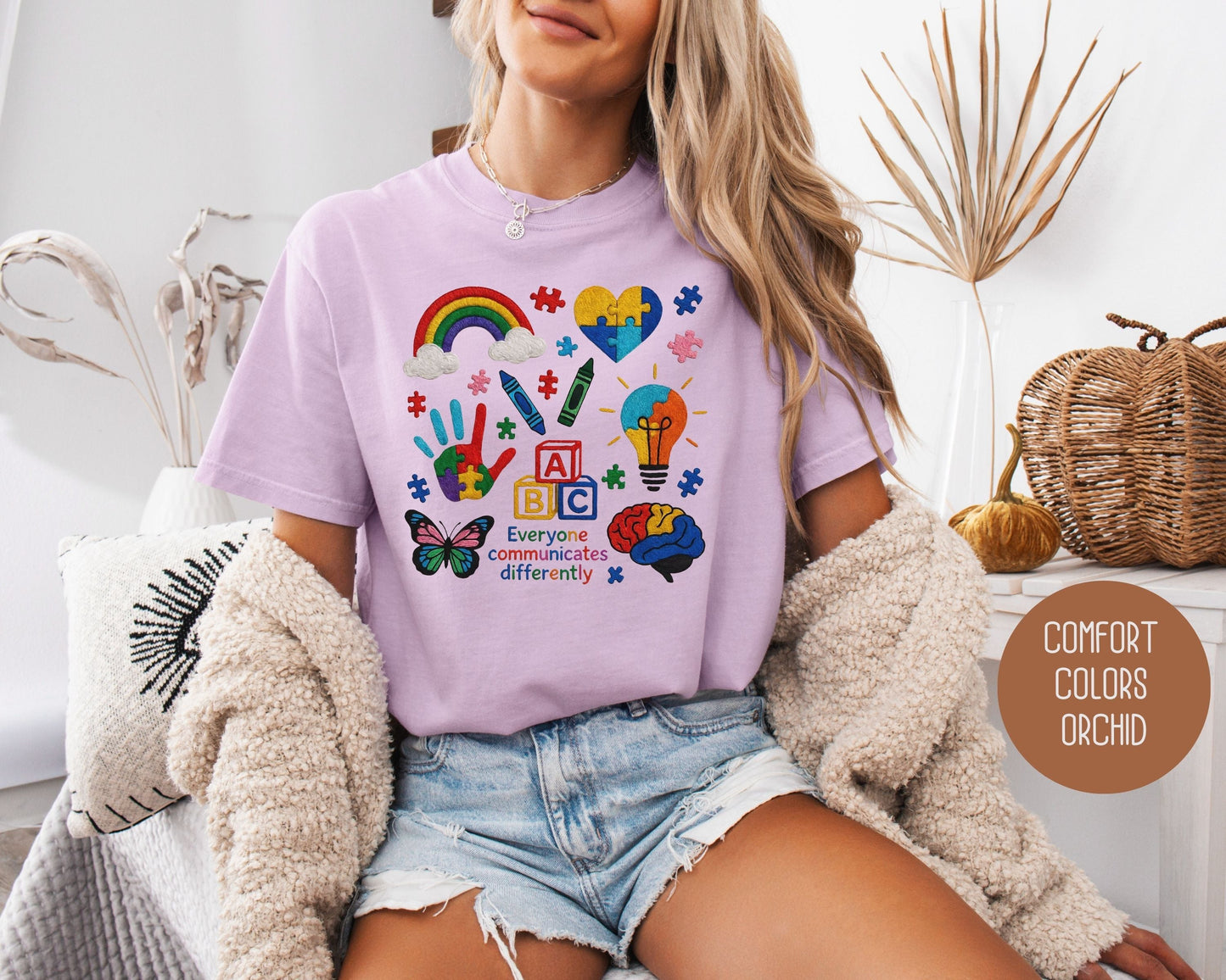 Autism Everyone Communicates Differently Comfort Colors Shirt